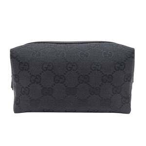 Gucci GUCCI Handbag Pouch Women's Brand GG Canvas Black 29595 Makeup Small It...